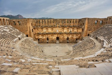 Antalya, Türkiye'deki Aspendos antik amfitiyatro. stok görüntü