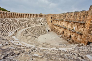 Antalya, Türkiye'deki Aspendos antik amfitiyatro. stok görüntü