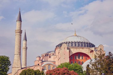 Dış Ayasofya Sophia Ayasofya Camii Müzesi, Sultanahmet, Istanbul tarihi alanları, güneşli bir günde.