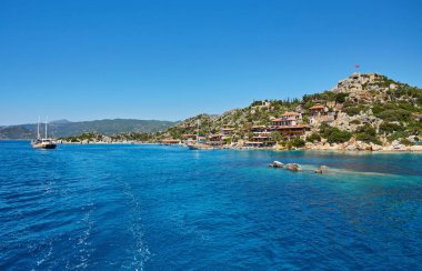 Antalya 'nın Kekova bölgesinde Akdeniz kıyısındaki antik Simena köyü.