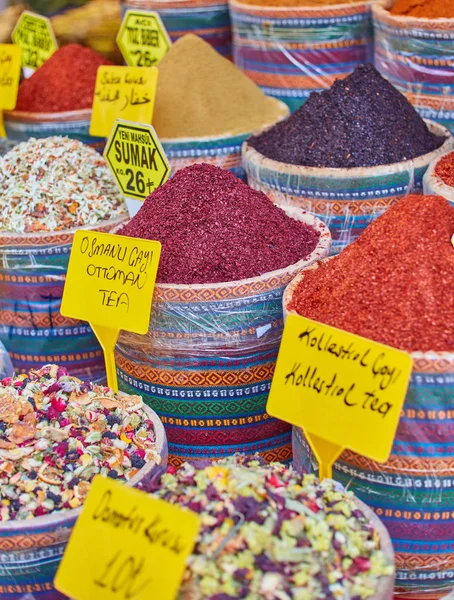 Coloridas Especias Bazar Especias Estambul Turquía — Foto de Stock