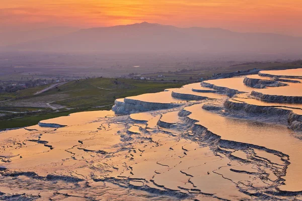 Bella Alba Piscine Terrazze Travertino Naturale Pamukkale Castello Cotone Nel — Foto Stock