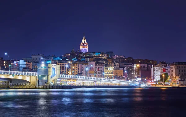 Istambul Torre Galata Ponte Noite — Fotografia de Stock