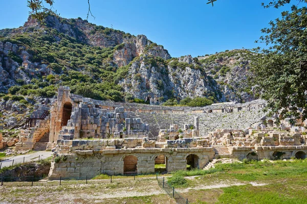 Anfiteatro Antiguo Myra Turquía Antecedentes Arqueológicos —  Fotos de Stock