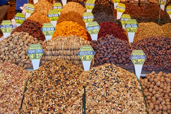 Nueces Secas Mixtas Varios Frutos Secos Granos Vendidos Bazar Turquía — Foto de Stock