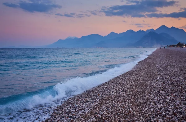 Konyaalti Zand Strand Taurus Gebergte Vroege Ochtend Licht Antalya Turkije — Stockfoto