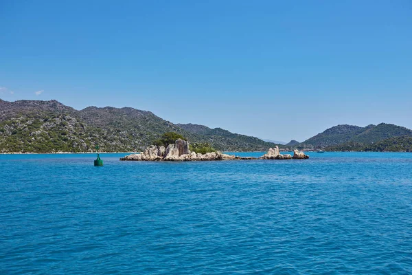 Majestosa Vista Panorâmica Ilha Kekova Kalekoy Distrito Demre Turquia — Fotografia de Stock