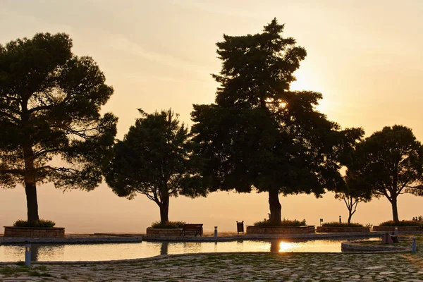 Paesaggio Pamukkale Tacchino Tramonto Tacchino Pamukkale — Foto Stock