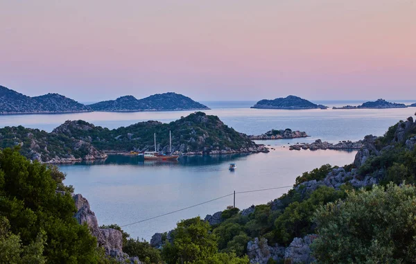 Majestatyczny Panoramę Wyspy Kekova Trasy Kalekoy Dzielnicy Demre Turcja — Zdjęcie stockowe