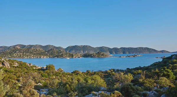 Majestátní Panoramatický Pohled Ostrov Kekova Kalekoy Okres Demre Turecko — Stock fotografie