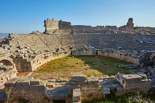 Anfiteatro Letoon Santuário Deusa Leto Perto Antiga Cidade Lícia Xanthos — Fotografia de Stock