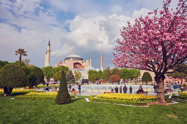 Hagia Sophia Fontaine Istanbul Turquie Par Une Belle Journée Été — Photo