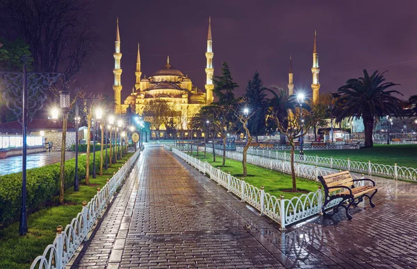 Nachtansicht Auf Die Blaue Moschee Vom Mehmet Akif Ersoy Park — Stockfoto