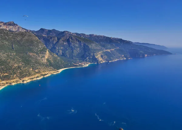 Vista Aérea Lagoa Azul Praia Seixos Oludeniz Distrito Fethiye Costa — Fotografia de Stock