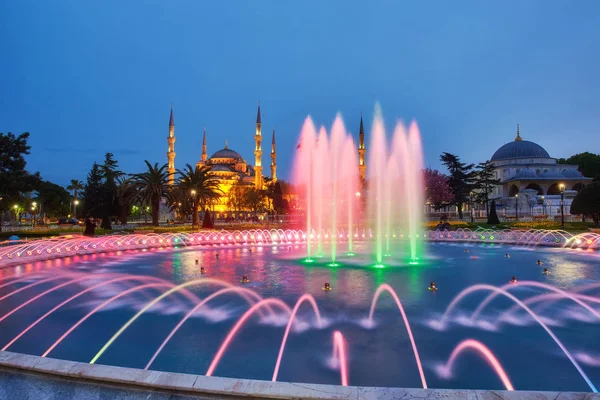 Fountain Sultan Ahmed Mosque Istanbul Sunset — Stock Photo, Image