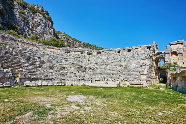 Antigo Teatro Greco Romano Mira Demre Turquia — Fotografia de Stock