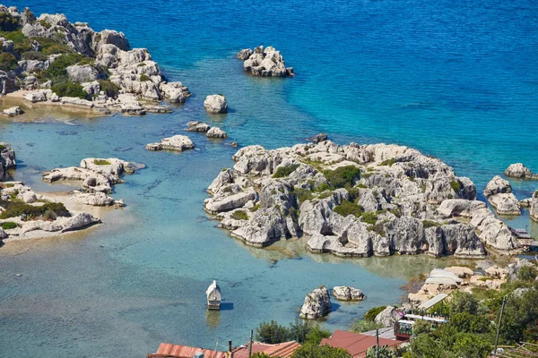 Deniz Türkiye Nin Kekova Adasındaki Antik Kentin Kalıntıları Yakınında — Stok fotoğraf