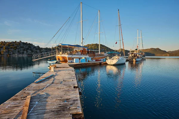 Barcos Yates Cerca Isla Kekova Turquía — Foto de Stock