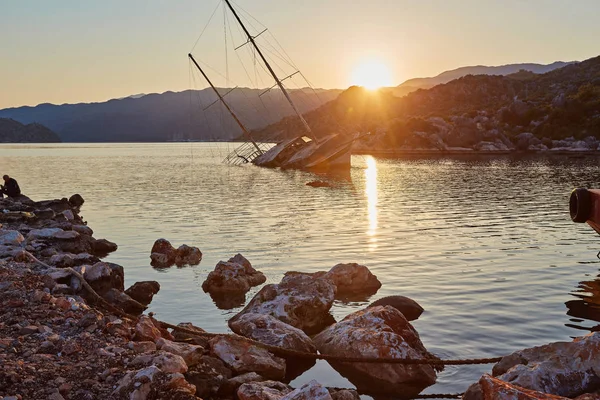 Het Zonk Het Schip Baai Ondiep Water Kekovo Turkije Foto — Stockfoto