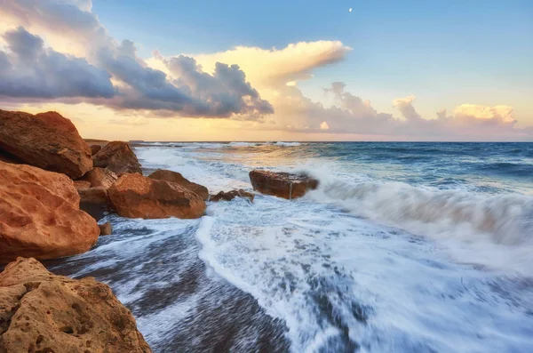 Magia Belo Pôr Sol Chipre País Insular Mar Mediterrâneo Oriental — Fotografia de Stock