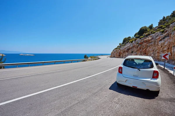 car on the road along the Mediterranean Sea in Turkey