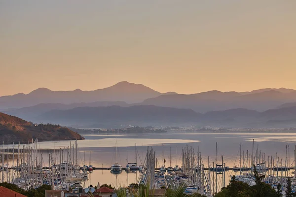 Schöne Bucht Und Hafen Von Fethiye Bei Sonnenuntergang Türkei — Stockfoto