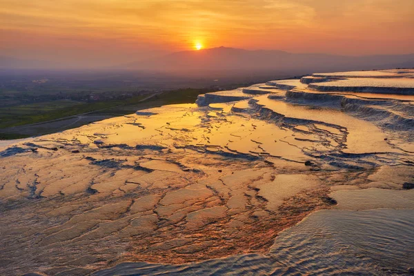 Paisaje Pamukkale Pavo Puesta Sol Pamukkale Pavo — Foto de Stock