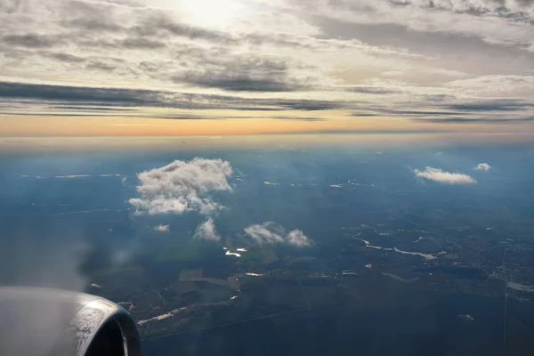 Aerial Sunrise Airplane Wing Flight — Stock Photo, Image