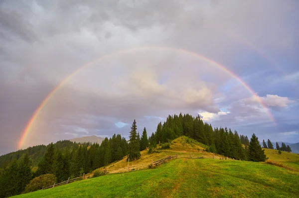 Rainbow and sunshine after rain — Stock Photo, Image