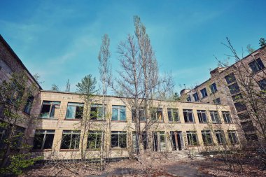 Pripyt şehrinde yok edilen okul, yasaklama bölgesinde.