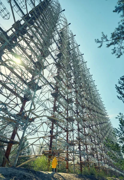 Telekommunikation radio center i Pripyat, Tjernobyl-området kendt som Arc eller Duga og såkaldte russiske spætte - Stock-foto