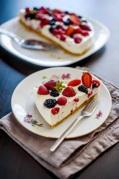 Slice Berry Cheesecake — Stock Photo, Image