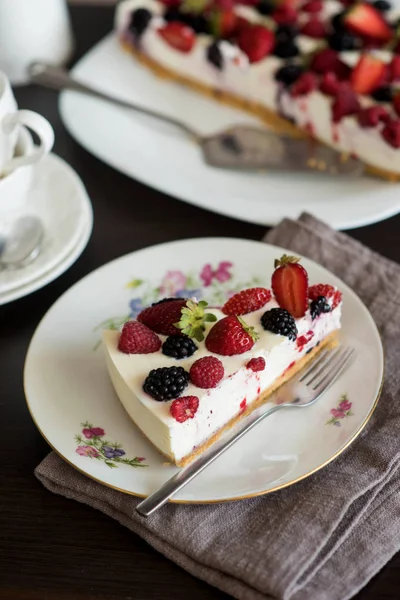 Slice Berry Cheesecake — Stock Photo, Image