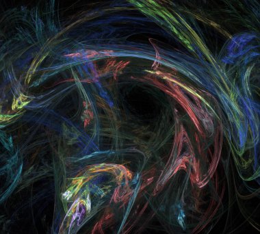 Siyah Renk Üzerine Bir Dijital Fraktal Resmi