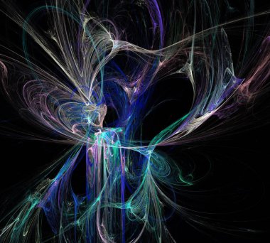 Siyah Renk Üzerine Bir Dijital Fraktal Resmi