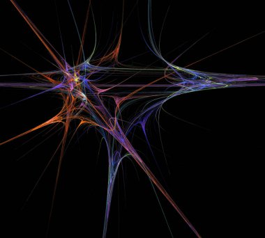 bir dijital fraktal siyah renk üzerinde gösterimi