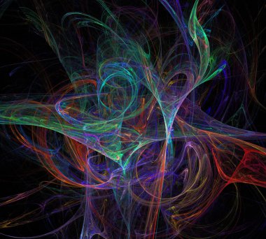 Siyah Renk Üzerine Bir Dijital Fraktal Resmi