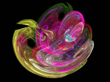 Siyah Renk Üzerine Bir Dijital Fraktal Resmi