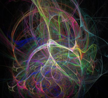 Siyah Renk Üzerine Bir Dijital Fraktal Resmi