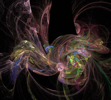 Siyah Renk Üzerine Bir Dijital Fraktal Resmi