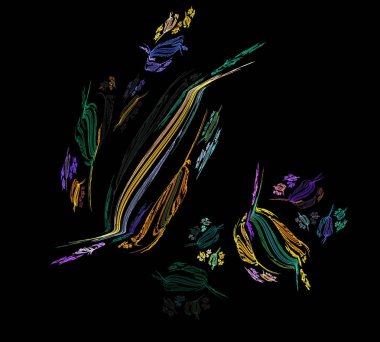 Siyah Renk Üzerine Bir Dijital Fraktal Resmi