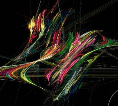 Siyah Renk Üzerine Bir Dijital Fraktal Resmi