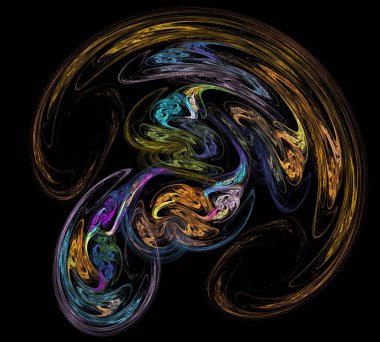 Siyah Renk Üzerine Bir Dijital Fraktal Resmi