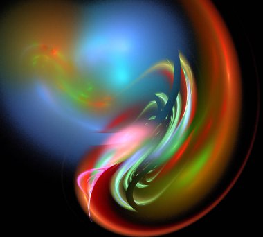 Siyah Renk Üzerine Bir Dijital Fraktal Resmi