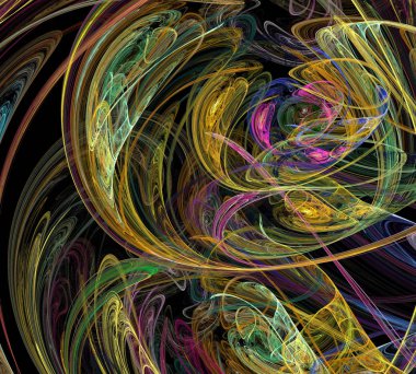 Siyah Renk Üzerine Bir Dijital Fraktal Resmi