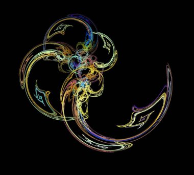 Siyah Renk Üzerine Bir Dijital Fraktal Resmi