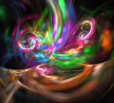 Siyah Renk Üzerine Bir Dijital Fraktal Resmi