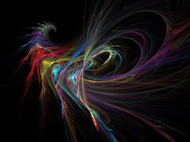 Siyah Renk Üzerine Bir Dijital Fraktal Resmi