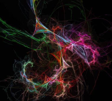 Siyah Renk Üzerine Bir Dijital Fraktal Resmi