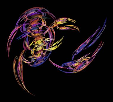 Siyah Renk Üzerine Bir Dijital Fraktal Resmi